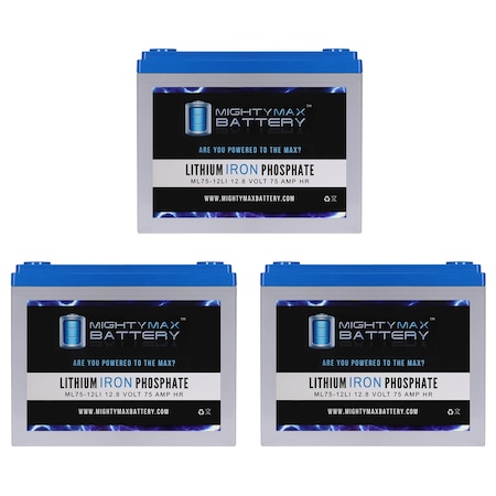 12V 75AH Lithium Replacement Battery Compatible With Afikim Breeze S 4-Wheel Scooter - 3PK